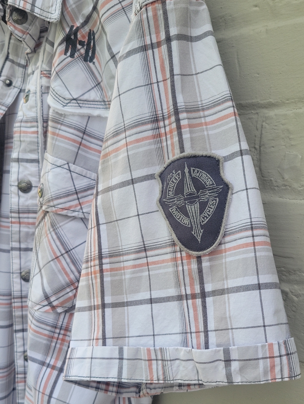 Mens Harley Davidson Genuine Motor Clothes Snap Front And Collar Sz XL Shirt - Picture 4 of 16